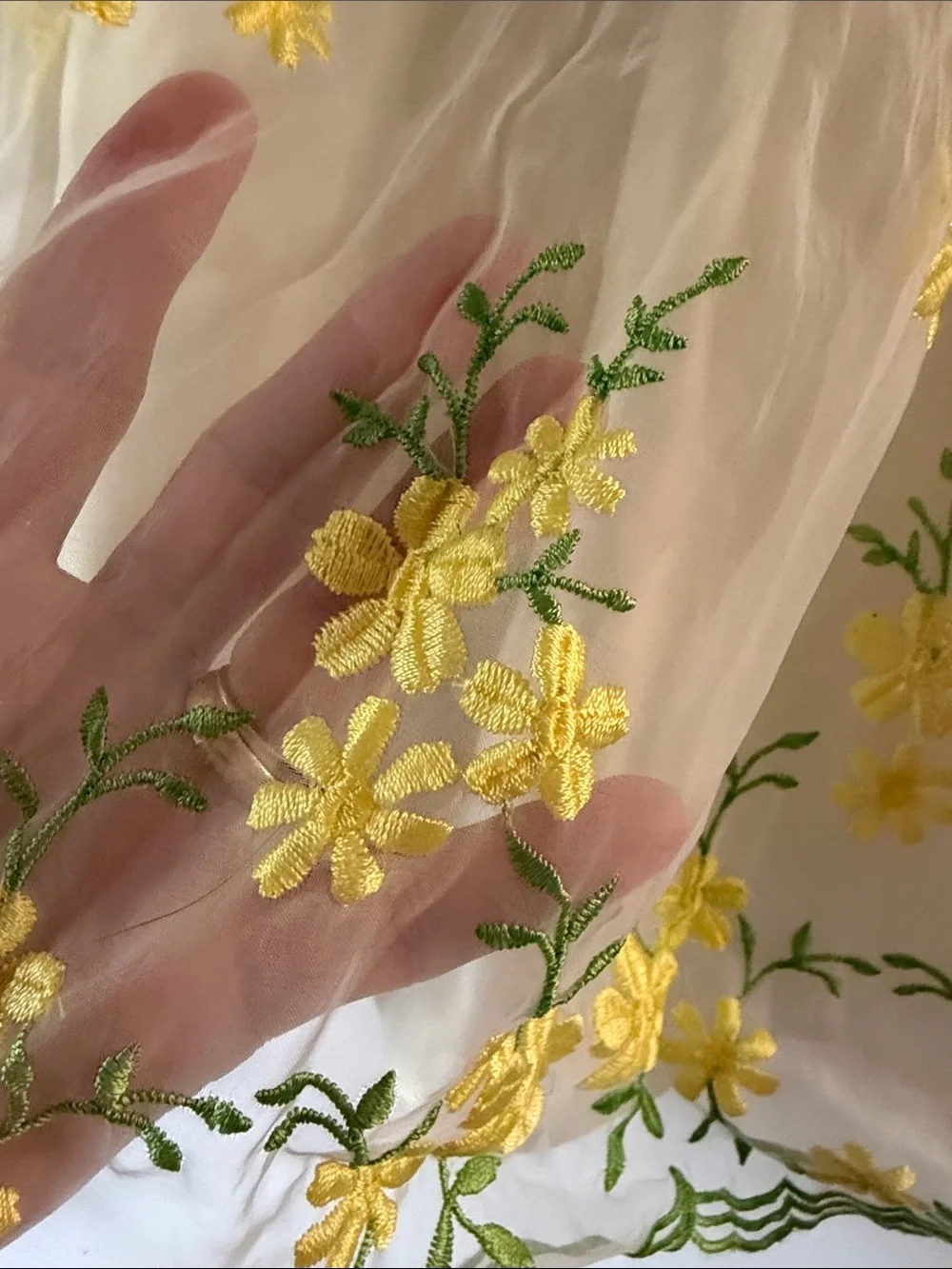 American Princess Cream Dress with Yellow Floral Embroidery